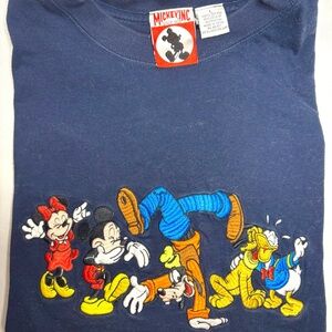 Vintage Mickey Inc Tag Walt Disney World Navy Blue Adult Size Large T-Shirt